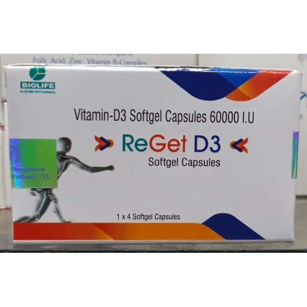 ReGet D3 60000 IU Capsule-4 Pcs