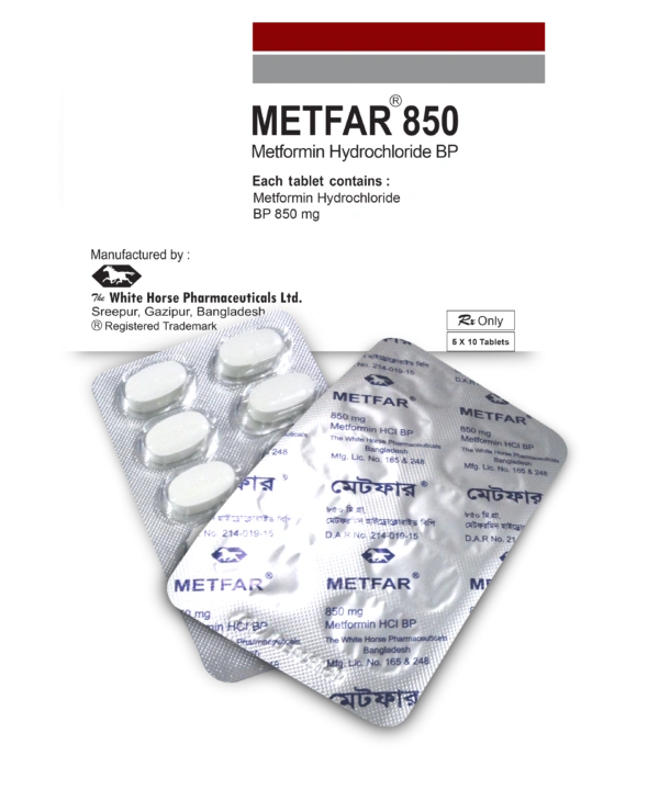 Metfar 850 mg Tablet-10's Strip