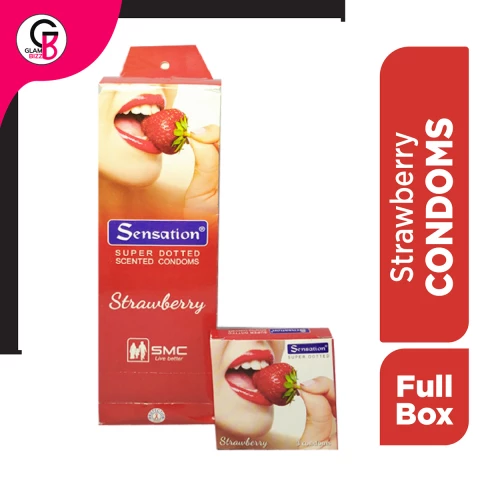 Sensation Strawberry Condom Dotted Full Box-36 Pis