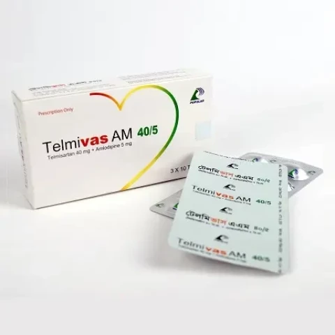 Telmivas AM 5/40 mg Tablet-30's Pack