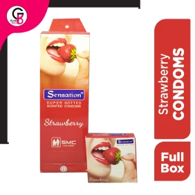 Sensation Strawberry Condom Dotted Full Box-36 Pis