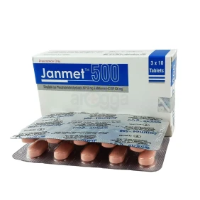 Janmet 50 mg+500 mg Tablet-10's strip