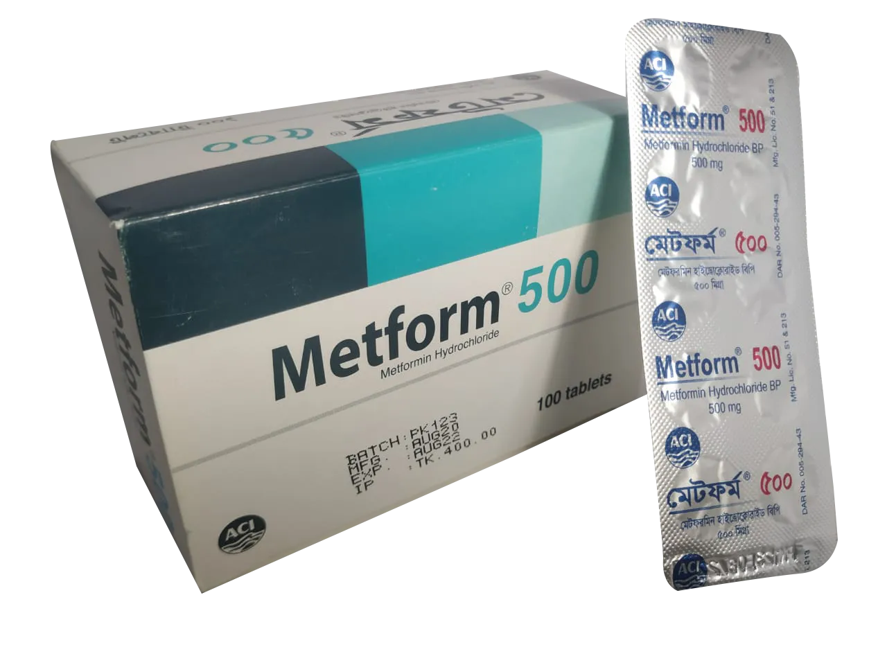 Metform 500 mg Tablet-10's strip