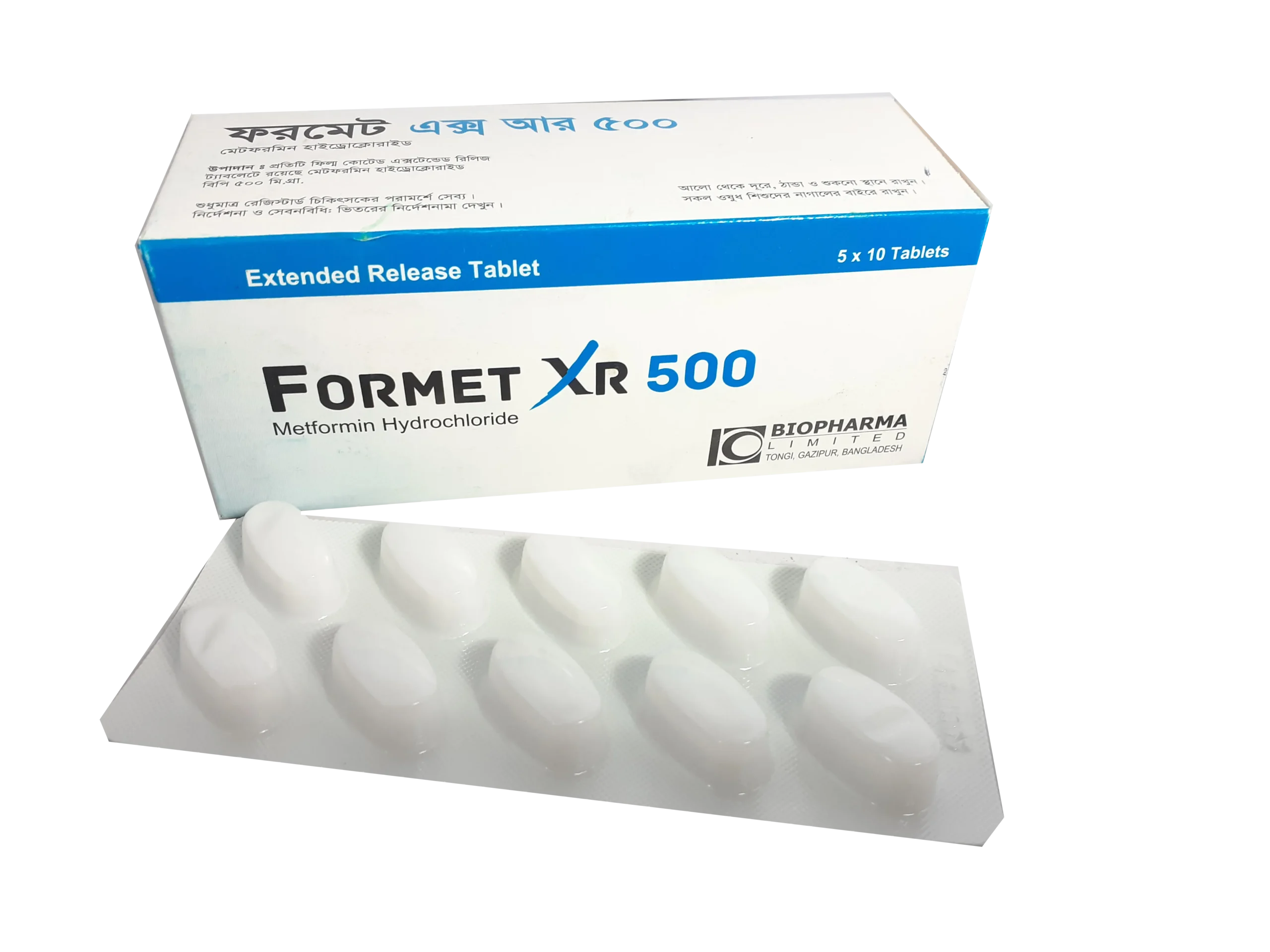 Formet XR 500 mg Tablet-10's Strip