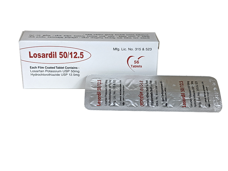 Losardil 50 mg+12.5 mg Tablet-14's Strip