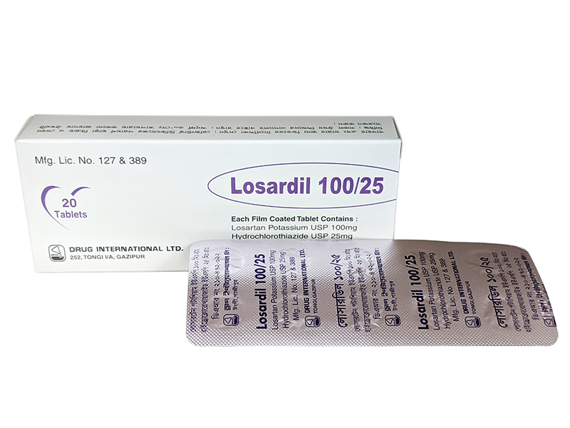 Losardil 100 mg+25 mg Tablet-20's Pack