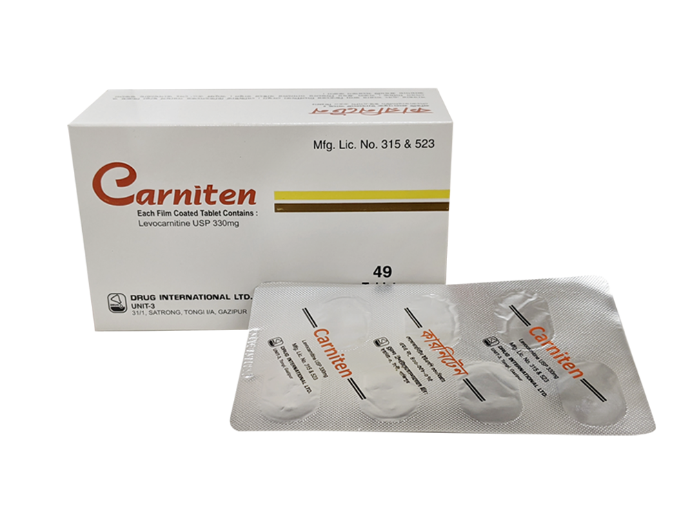 Carniten 330 mg Tablet-7's Strip