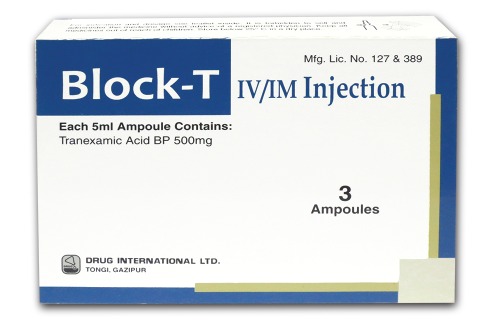 Block-T 500 mg/5 ml IM/IV Injection-3's Pack