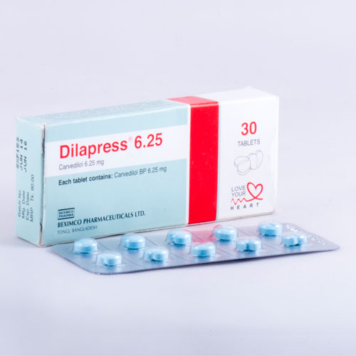 Dilapress 6.25 mg Tablet-10's Strip