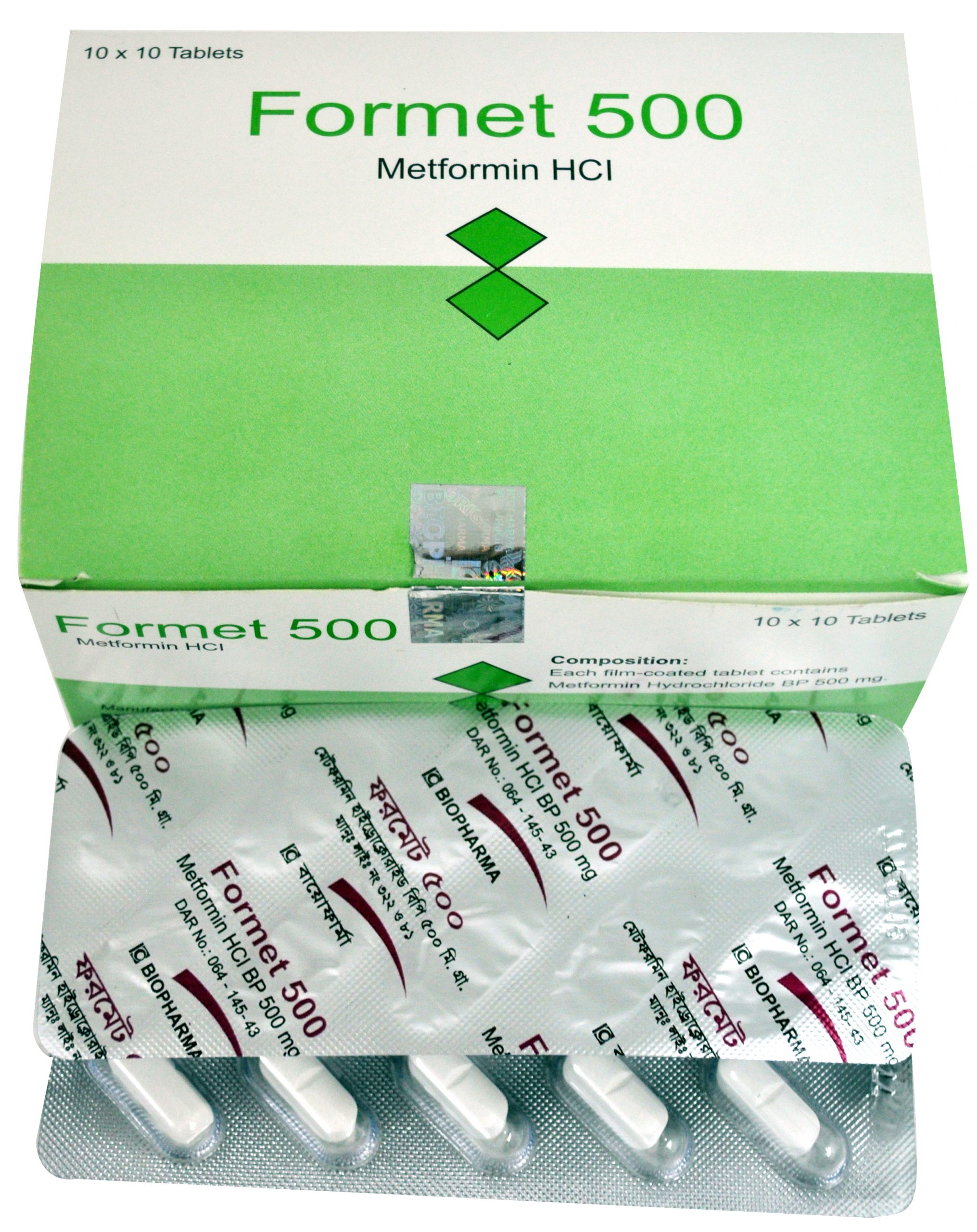 Formet 500 mg Tablet-10's Strip
