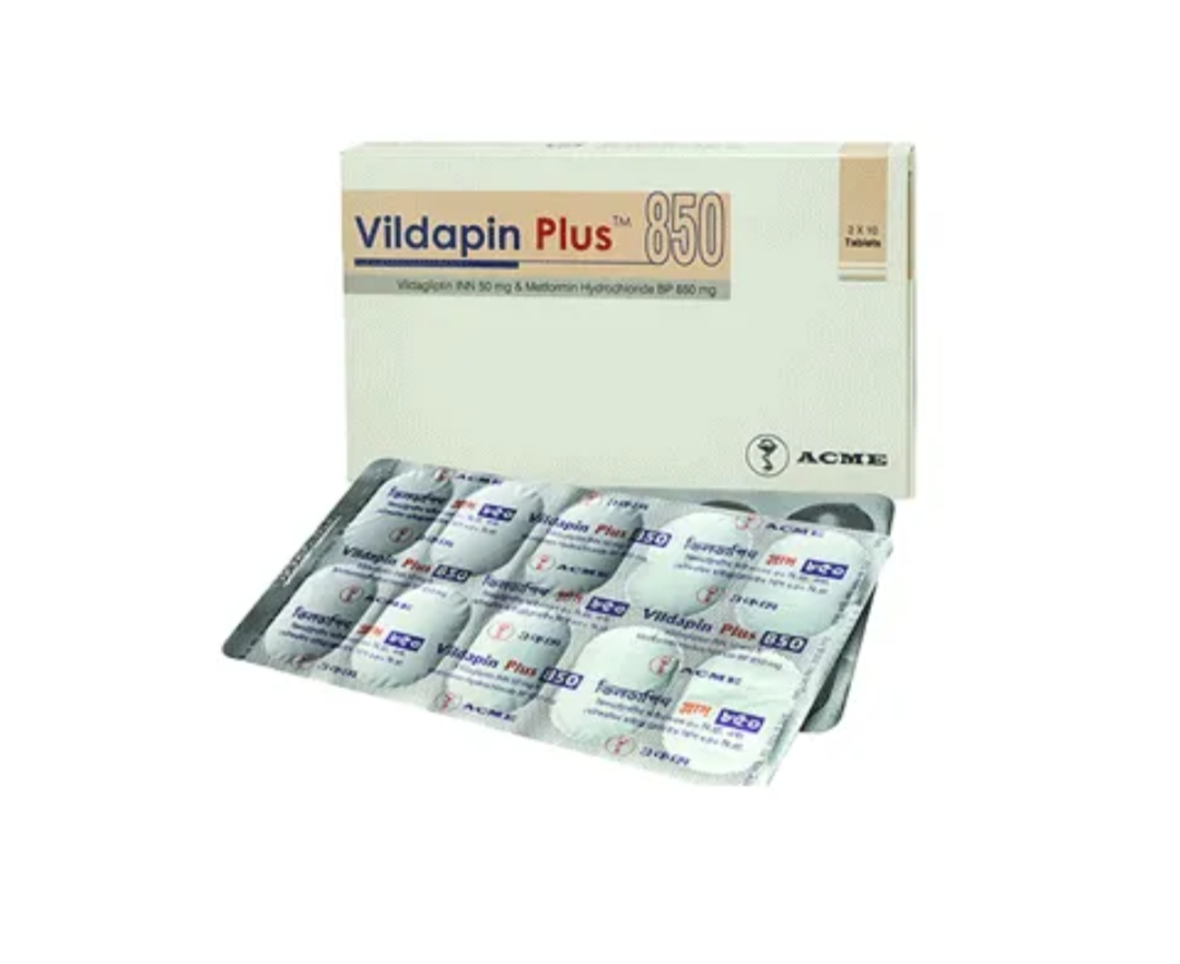 Vildapin Plus (50 mg+850 mg) Tablet-10's Strip