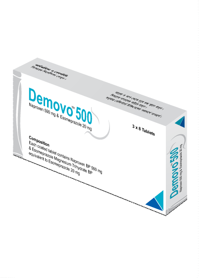 Demovo (500 mg+20 mg) Tablet-8's Strip