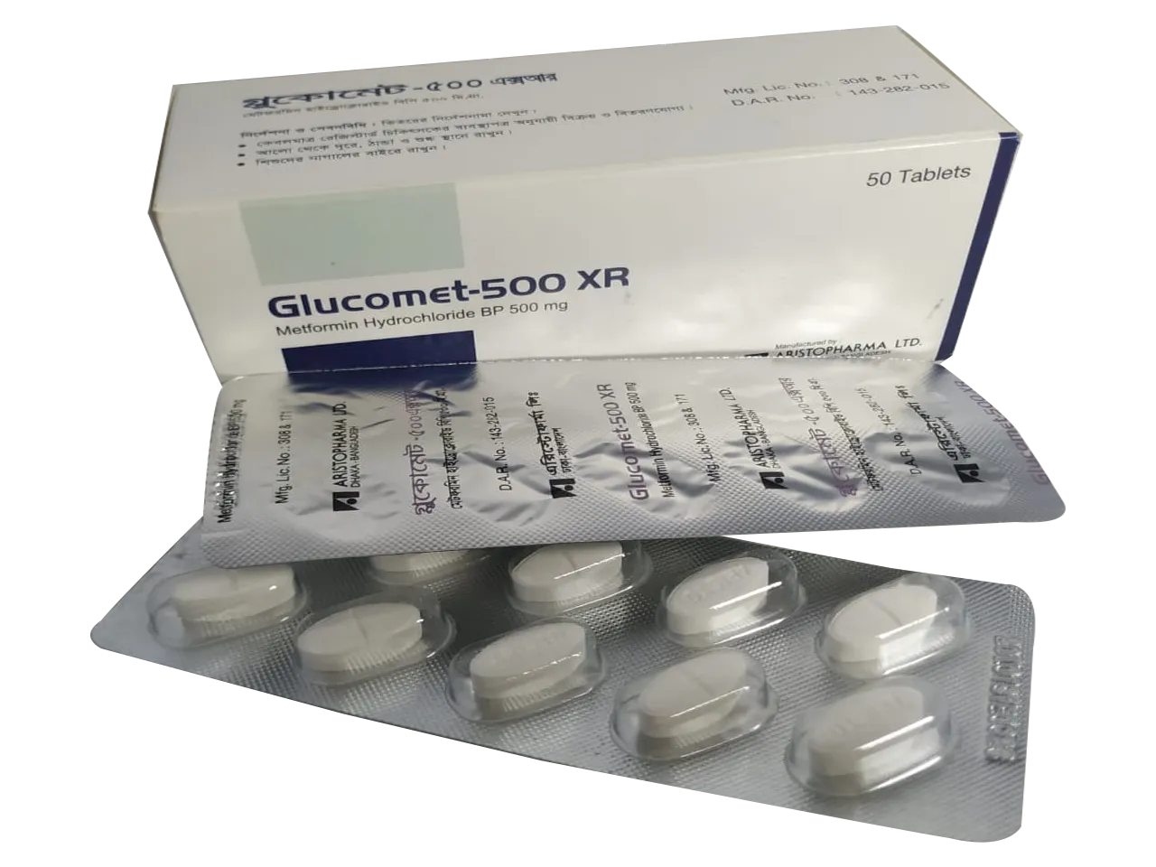 Glucomet XR 500 mg Tablet-10's Strip