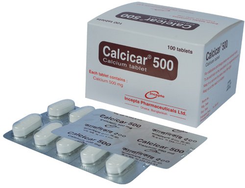 Calcicar 500 mg Tablet-100's Pack