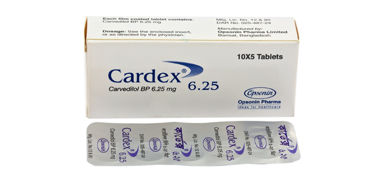 Cardex 6.25 mg Tablet-14's Strip