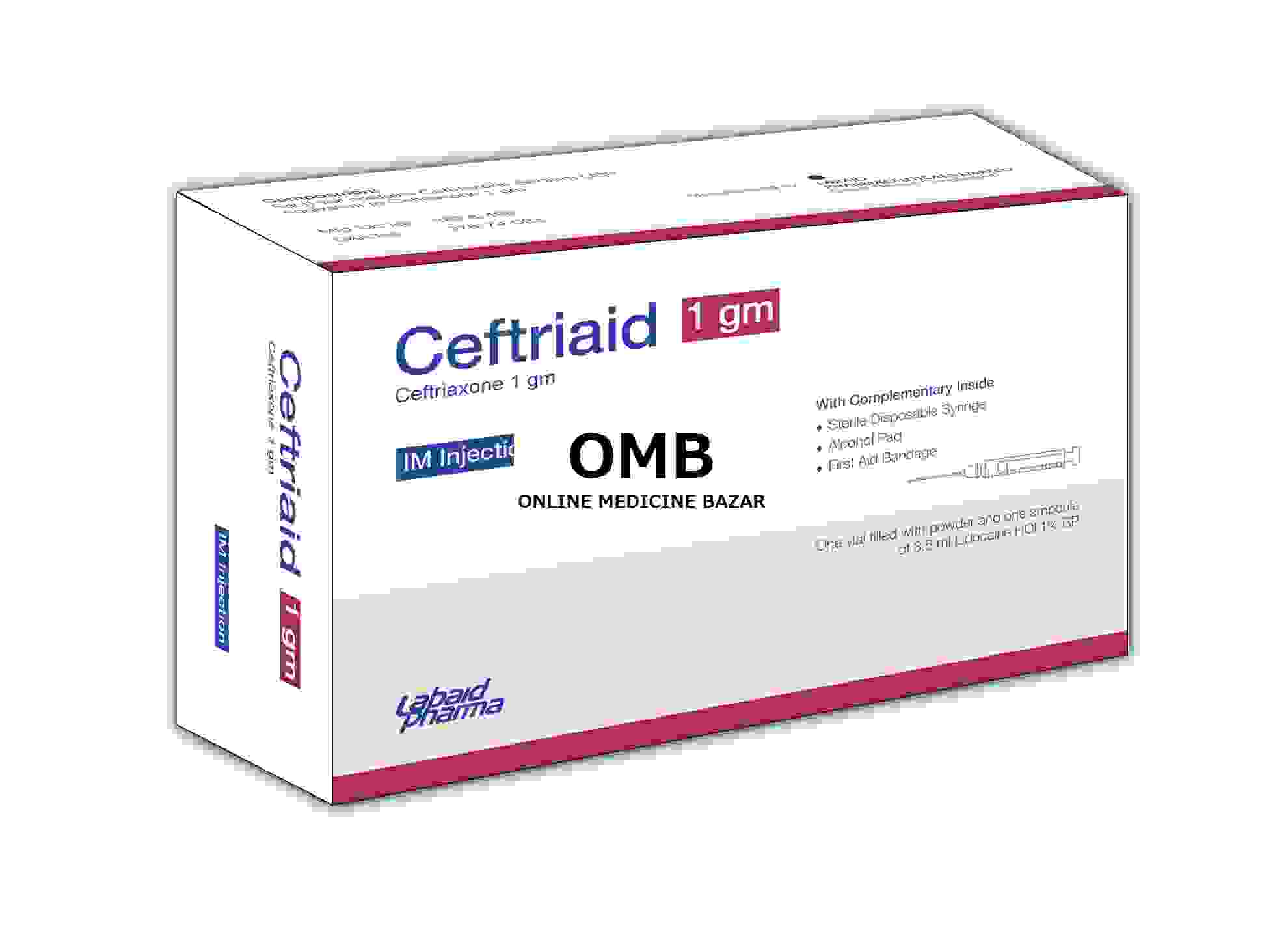 Ceftriaid 1 gm/vial IM Injection