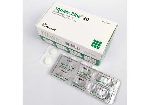 Square Zinc 20 mg Tablet-100's Pack