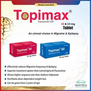 Topimax 25 mg Tablet-50's Pack