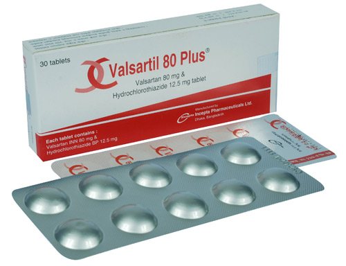 Valsartil Plus 80 mg+12.5 mg Tablet-30's Pack