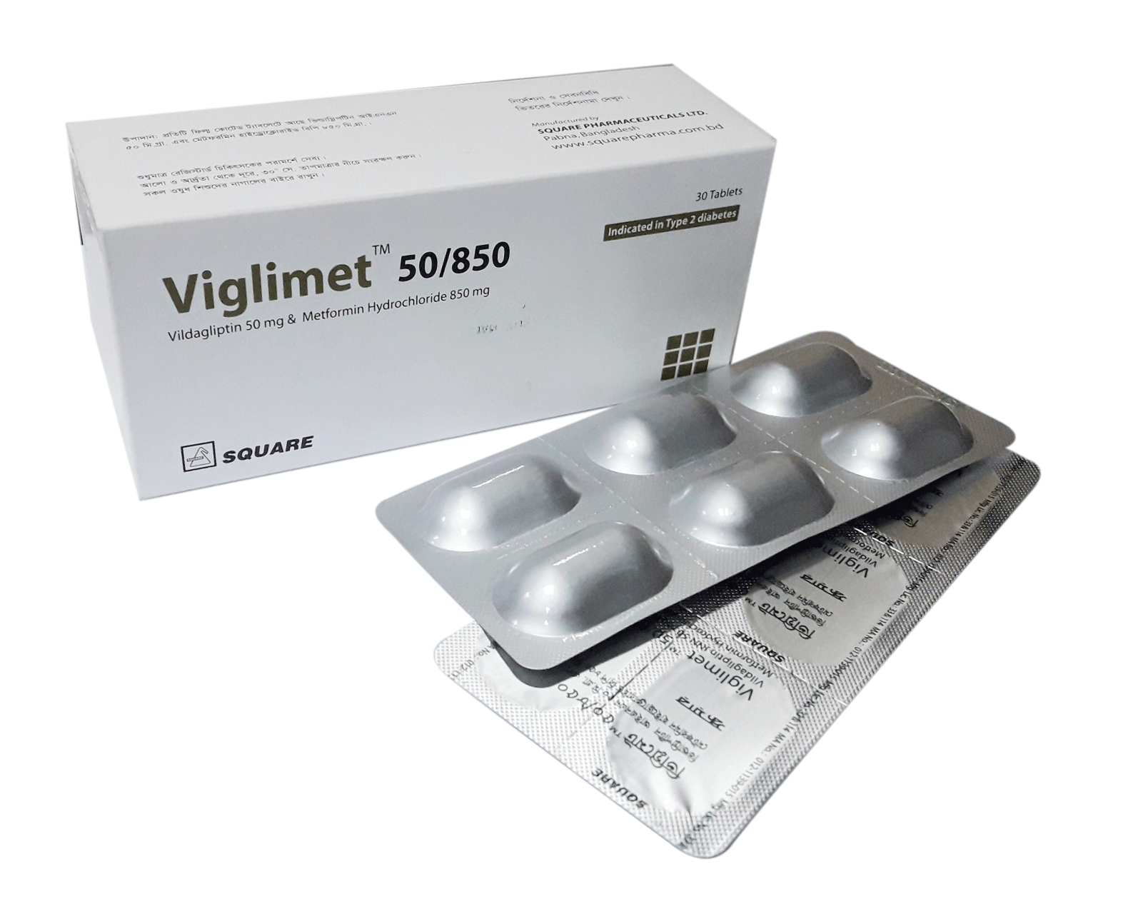 Viglimet 50/850 mg Tablet-6's Strip