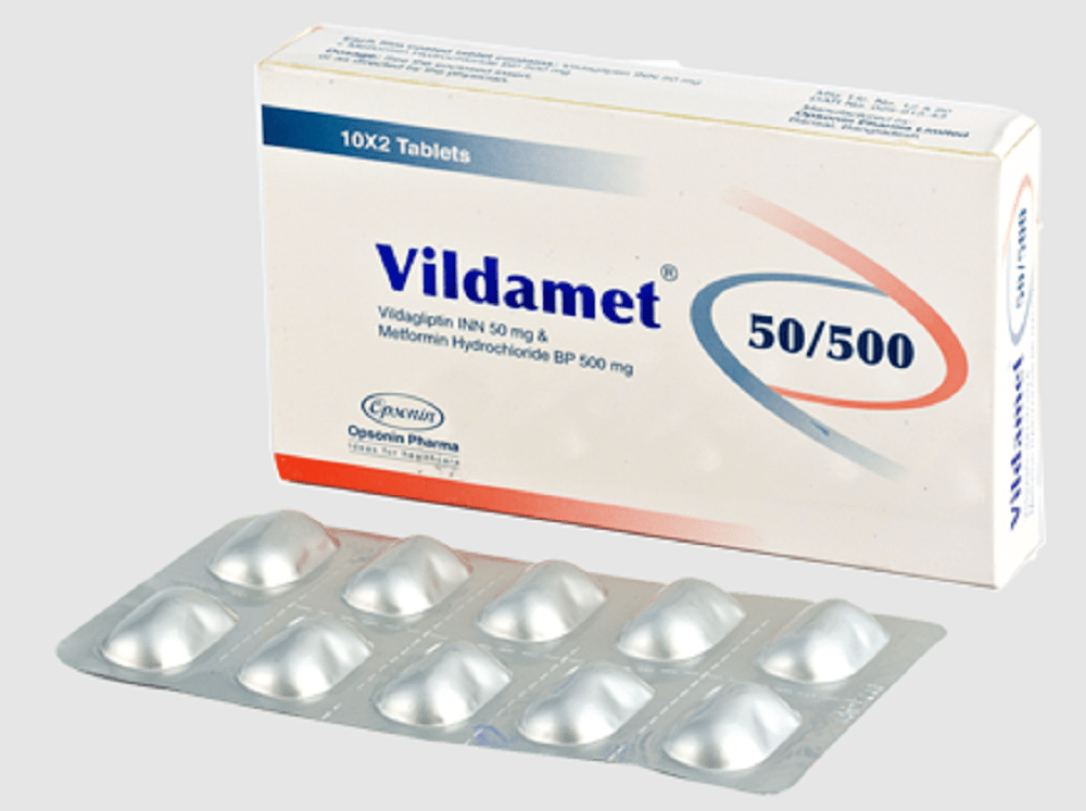 Vildamet 50/500 mg Tablet-10's Strip