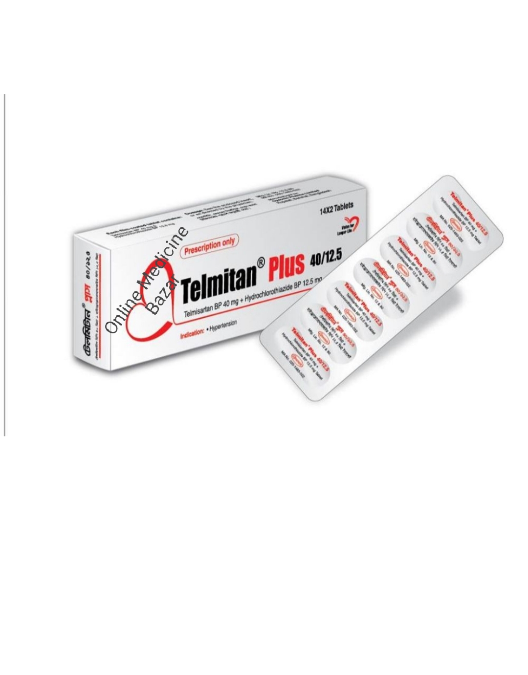 Telmitan Plus 40 mg Tablet-14's Strip