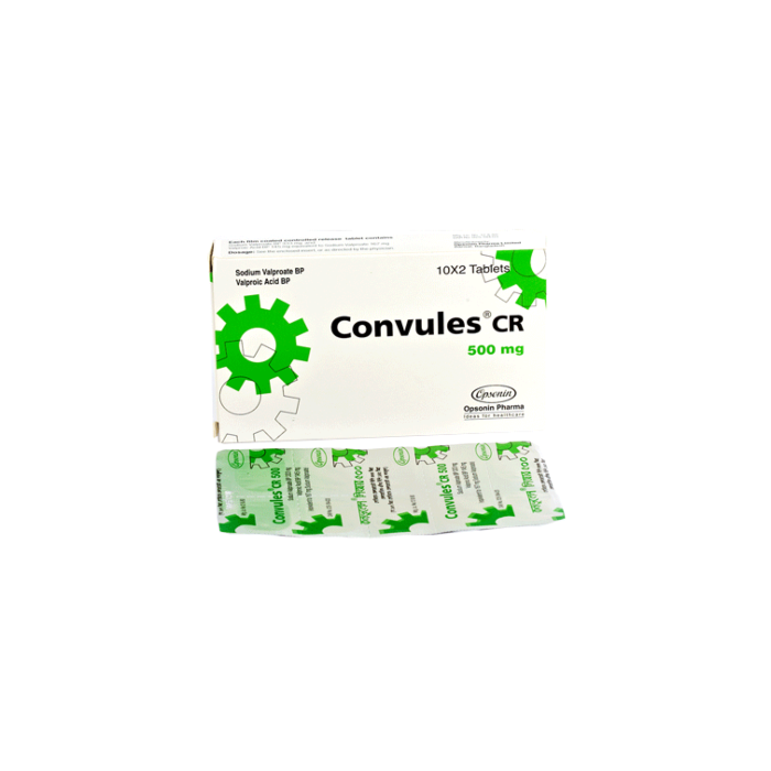 Convules CR 500 mg Tablet-20's Pack