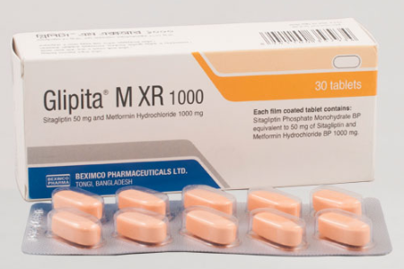 Glipita-M XR 50 mg+1000 mg Tablet-30's Pack