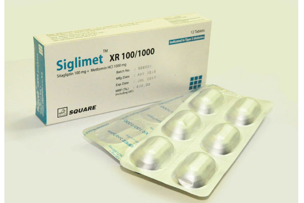 Siglimet XR 100 mg+1000 mg Tablet-12's Pack