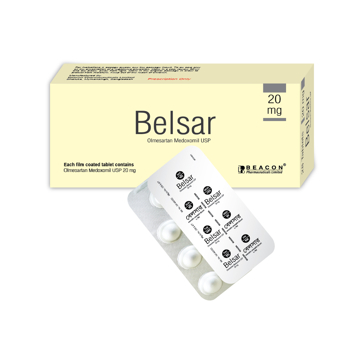 Belsar 20 mg Tablet-7's Strip