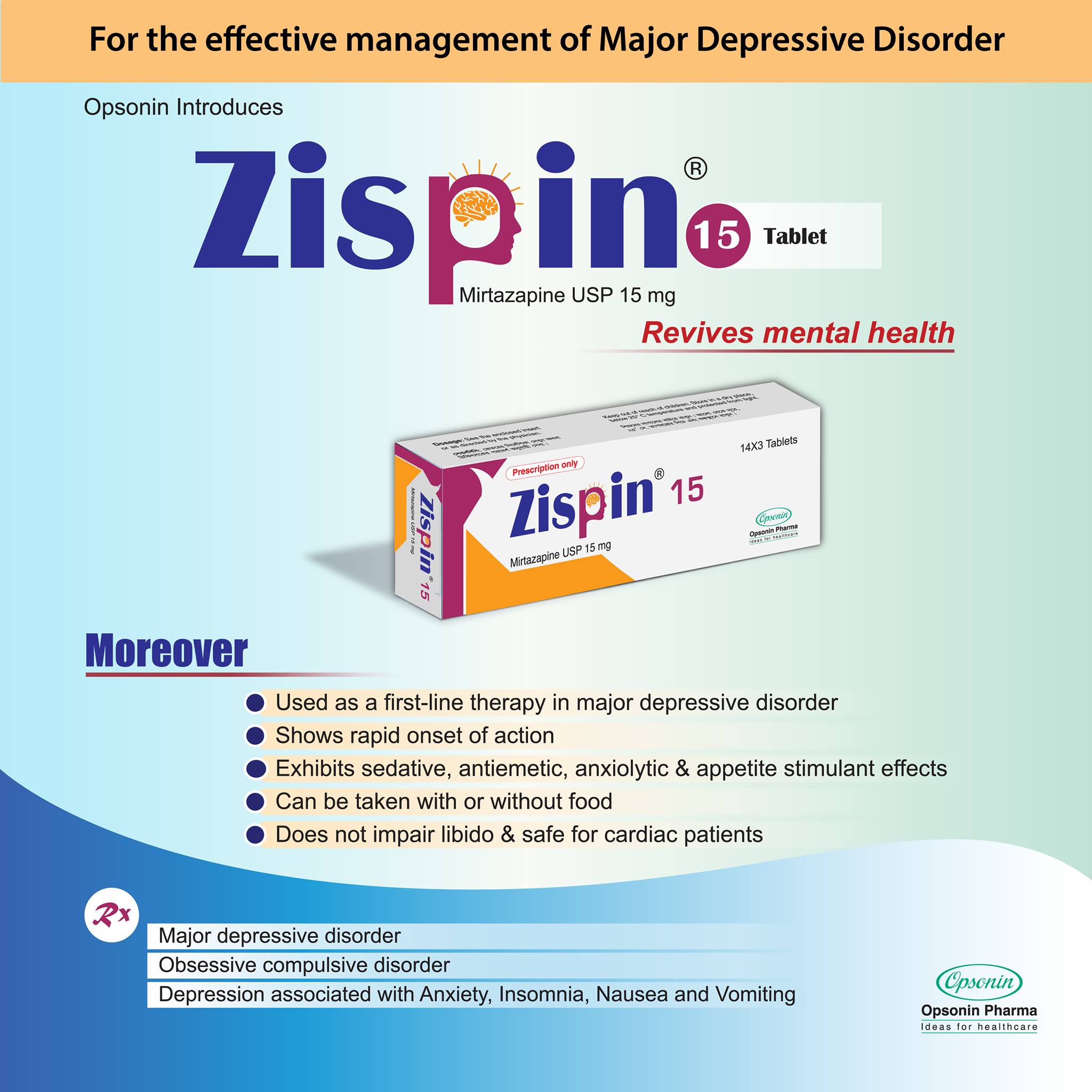 Zispin 15 mg Tablet-42's Pack