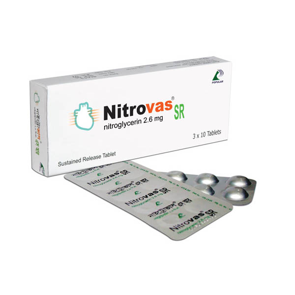 Nitrovas SR 2.6 mg Tablet-10's Strip