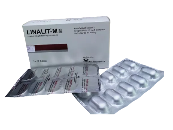 Linalit-M 2.5/850 mg Tablet-10's Strip